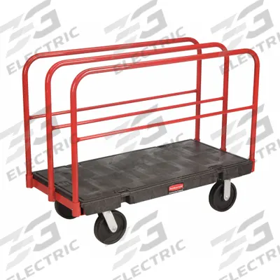 RUBBERMAID COMMERCIAL PRODUCTS Panel Truck: 2,000 lb, Black, 48 in L x 24 in W x 39 in H Deck - Single-Height Vertical Panel Trucks with Adjustable Rails