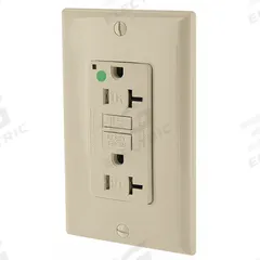LEVITON GFI Receptacle: Hospital Grade Fed. Spec., Decorator Duplex, 5-20R, Ivory, GFCI, 125V AC (MPN GFTR2-HGI)