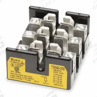 BUSSMANN Fuse Block: Open Block Design, 3 Pole, 300 V AC, Box Lug, Non-Indicating (MPN T30060-3CR). Key specifications — Brand: BUSSMANN.