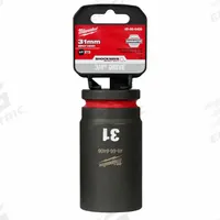 MILWAUKEE Deep Impact Socket: 3/4 in Drive Size, Metric, 31 mm Socket Size, 6-Point, Deep, Friction (MPN 49-66-6406). Key specifications — attr1215501: MILWAUKEE; attr1215515: Black Phosphate; attr1215518: 31 mm.