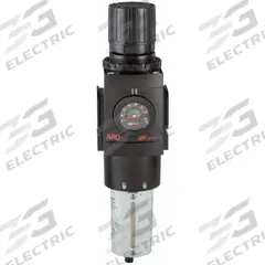 ARO Filter-Regulator: 3000 Series, 1 in NPT, 250 cfm, 5 micron, 0 psi to 140 psi, Manual Drain (MPN P39464-610). Key specifications — attr109419: ARO; attr109429: Aluminum; attr109463: Yes; attr109468: 3000.