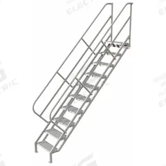 TRI-ARC Portable Stairs: 11.1 ft Overall Ht, Steel, 450 lb Load Capacity, Perforated, 10 Steps (MPN WISS110246). Key specifications — attr1050559: Gray; attr1050557: TRI-ARC.