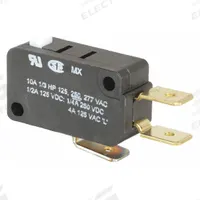 HONEYWELL Miniature Snap Action Switch: Plunger Actuator, 1NO/1NC, Quick Connect (MPN V7-3E17E9). Key specifications — AC Contact Rating: 10 A @ 277 V; Electrical Connection: Quick Connect; Series: V7; Brand: HONEYWELL.