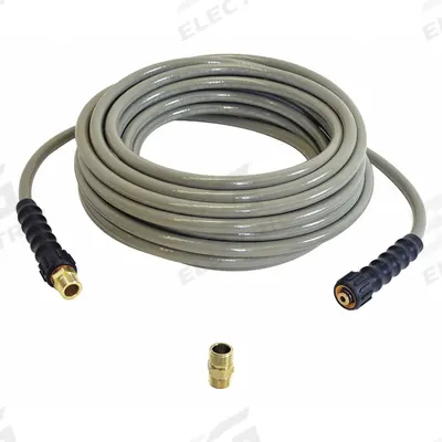 SIMPSON Cold Water Hose: 5/16 in ID, 50 ft Lg, Polyurethane, Gray, 5/16 in x 5/16 in Fitting Size - Simpson Morflex Pressure Washer Hose Assemblies