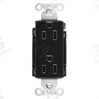 HUBBELL Receptacle: Decorator Duplex, 5-15, Black, 125V AC, 15 A, 2 Pole / 3 Wire (MPN DR15BLK)