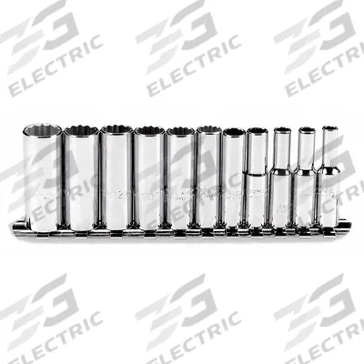 PROTO Socket Set: 1/4 in Drive, 11 Piece, 12-Point, Metric - SAE & Metric Socket Sets