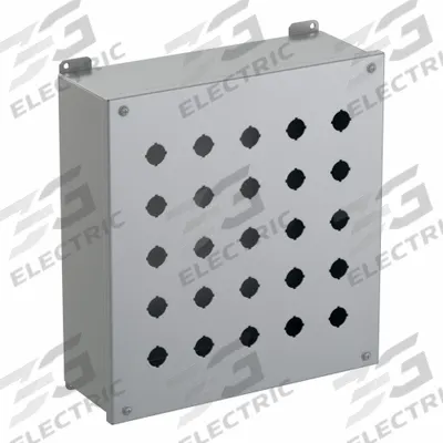 HAMMOND Push Button Enclosure: 22mm, 25 Holes, Carbon Steel - Enclosures for 22mm Operators