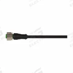 Cordset: M12 Female Straight X Bare Wire, 3 Pins, Black, PUR, 3 m Cable Lg, 4 A Max Current (A) (MPN 7000-12181-6330300). Key specifications — Cable Jacket Color: Black; End 1 Gender: Female; End 1 Mounting Orientation: Straight; End 2 Connection Type: Bare Wire; IP Rating: IP66K; Brand: MURRELEKTRONIK; Wire Size: 22 AWG; Cable Jacket Material: PUR.