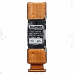 BUSSMANN Fuse: Class RK5, FRN-R-ID Series, Time-Delay, 30 A, 250 V AC, 125 V DC, Indicating (MPN FRN-R-30ID). Key specifications — Series: FRN-R-ID.