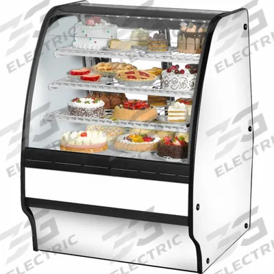 TRUE REFRIGERATION Refrigerated Merchandiser: 49 1/8 in x 36 1/4 in x 39 in, White - Curved Glass Display Refrigerator Merchandisers