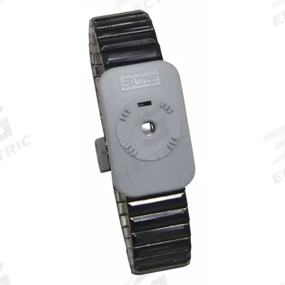SCS Dual-Wire Metal Wristband: Metal, Black, 7 in Strap Lg - Max, 2 Strap Conductors - Metal Antistatic Wrist Straps
