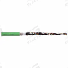 CHAINFLEX Measuring System Cable: (2) Pr 26 AWG (0.15)/(2) 22 AWG (0.38), Green, PUR Jacket (MPN CF111-028-D). Key specifications — Conductor Grouping: (2) Pair 26 AWG/(2) 22 AWG; Includes Ground: No; Overall Length: Order by the Foot; Minimum Bend Radius Factor - Fixed: 5 x OD; Minimum Bend Radius Factor - Flexible: 8 x OD; Brand: CHAINFLEX.
