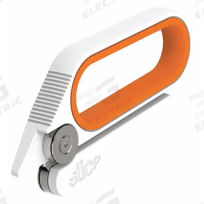 SLICE Scissors: 5 1/2 in Overall Lg, Straight Handle, Textured, Stainless Steel - Tape Splitters