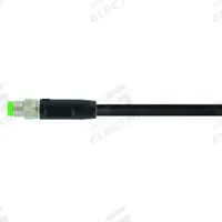 Cordset: M8 Male Straight X Bare Wire, 4 Pins, Black, PUR, 15 m Cable Lg, 24 AWG Wire Size (MPN 7000-08011-6311500). Key specifications — Cable Jacket Color: Black; End 1 Mounting Orientation: Straight; End 1 Gender: Male; End 1 Connection Type: M8; Cable Jacket Material: PUR; Brand: MURRELEKTRONIK; IP Rating: IP65; End 2 Connection Type: Bare Wire.