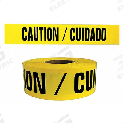 APPROVED VENDOR Barricade Tape: 1,000 ft Lg, 3 in Wd, Caution/Cuidado Legend - Bilingual Messaging Barrier Tape