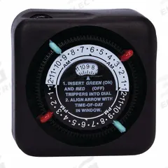 INTERMATIC Plug-In Timer: Mechanical, Outdoor, Not Astronomic, 24 hr Setting, 1-15R, 125V AC (MPN TN111RM40). Key specifications — Brand: INTERMATIC; NEMA Receptacle Configuration: 1-15R.