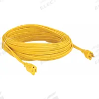 APPROVED VENDOR Extension Cord: Indoor Use, 100 ft Lg, Outlet, 5-15P, 12/3, SPT-3, Yellow, 125V AC (MPN 1FD63). Key specifications — Brand: APPROVED VENDOR; Temperature Rating: 32° to 167°F; NEMA Plug Configuration: 5-15P.