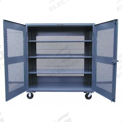 STRONG HOLD Storage Cabinet: 72 in x 24 in x 67 in, 3 Adj Shelves, Swing Handle & Padlock Hasp - Industrial Ventilated Mobile Shelf Cabinets