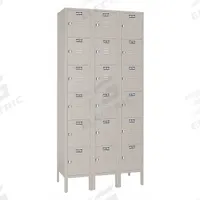 LYON Wardrobe Locker: 36 in x 12 in x 78 in, 6 Tiers, 3 Units Wide, Louvered, Padlock Hasp, Gray (MPN 7GC53323). Key specifications — Locker Color: Medium Gray; Door Type: Louvered; Includes Number Plates: No; Brand: LYON; Assembled: Unassembled; Color Family: Gray.