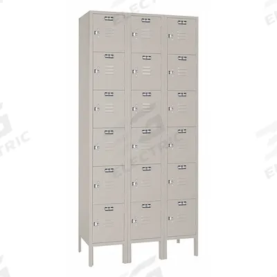 LYON Wardrobe Locker: 36 in x 12 in x 78 in, 6 Tiers, 3 Units Wide, Louvered - Louvered Metal Box Lockers