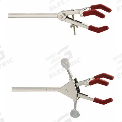 CHEMGLASS Dual Adjust Clamp: Clamp, Zinc Alloy, 5 in Overall Lg, 3 Prongs - Lab Clamps