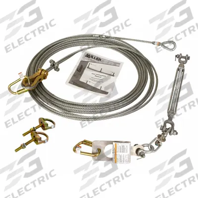 MILLER BY PIP Horizontal Lifeline Kit: 120 ft Lifeline Lg, Reusable, Bolt-On, 310 lb Capacity - Reusable Horizontal Lifelines for Installed Anchor Points