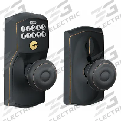 SCHLAGE RESIDENTIAL Keypad Knob: Bronze (MPN FE595 CAM716GEO) - Mechanical Keyless Access Locksets