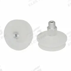 SCHMALZ Vacuum Pad Assembly: Bellows, 1.5 Folds, G1/4 in Vacuum Port, 60 mm Pad Dia, Clear, 55 A (MPN 10.01.06.00093). Key specifications — attr1019136: 10.01.06.00093; attr1019138: SCHMALZ; attr1019139: 55 A.
