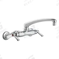 CHICAGO FAUCETS Low Arc Kitchen Faucet: 445, Cast Brass, Widespread, Wall, 2 Mounting Holes, Lever (MPN 445-L8ABCP). Key specifications — Series: 445; Brand: CHICAGO FAUCETS.