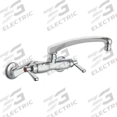 CHICAGO FAUCETS Low Arc Kitchen Faucet: 445, Cast Brass, Widespread, Wall, 2 Mounting Holes, Lever (MPN 445-L8ABCP). Key specifications — Series: 445; Brand: CHICAGO FAUCETS.