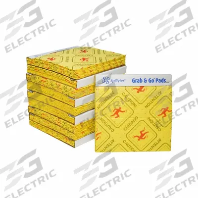 SPILFYTER Sorbent Pad: 46 1/16 oz Volume Absorbed Per Pad, 16 in x 16 in Pad Size (L x W) - Printed Message Sorbent Pads