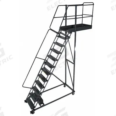 BALLYMORE Rolling Cantilever Ladder: 10.8 ft Platform Ht, Unassembled, Locking Casters - Unsupported Cantilever Ladders