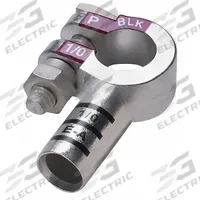 ECO-MAX Battery Terminal: Left Elbow, Crimp, 1/0 ga, Black Color, Negative, Copper/Tin (MPN 058437-1). Key specifications — Contact Material: Tin; Alignment: Left Elbow; Color Code: Black; Connection Type: Crimp; Gauge: 1/0 ga; Polarity: Negative; Brand: ECO-MAX.