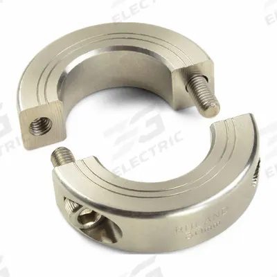 RULAND MANUFACTURING Balanced Shaft Collar: 2-Piece, Inch, Round, Clamp-On, 1/4 in Bore Dia - Stainless Steel Balanced Shaft Collars