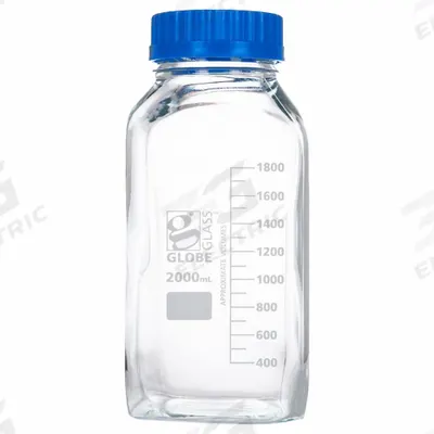 GLOBE SCIENTIFIC Media Bottle: 2 L, Screw-On, GL80, 253 mm, Colorless, Closure Included - Glass Lab Media Bottles