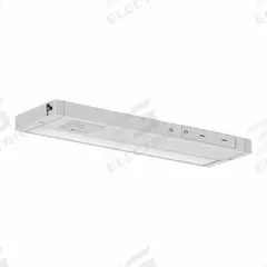 LED Dimmable Under Cabinet Light: 18 in Lg, 675 lm, 4000K, 9 W, Plug-In or Hardwired, White, 1 in Ht (MPN UC18-1K-HL-D). Key specifications — attr1262778: 120V AC; attr1262749: Plug-In or Hardwired; attr1262754: Integrated LED; attr1262758: Aluminum; attr1262760: Yes; attr1262765: LED; attr1262776: High/Low/Off; attr1262780: 4000K.