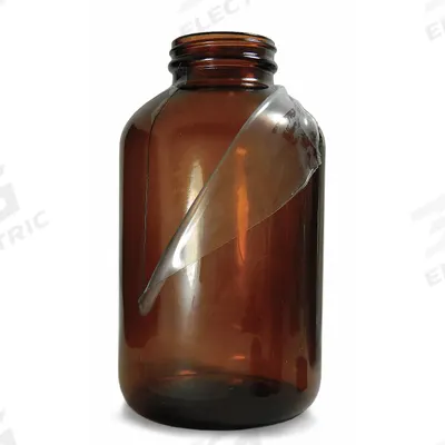 APPROVED VENDOR Safety Coated Bottle: 950 mL, 53-400 mm, Amber, 12 Bottles - Amber Wide Mouth Glass Lab Bottles