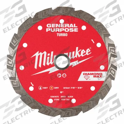 MILWAUKEE Diamond Saw Blade: Block/Brick/Concrete/Pavers/Roof Tile, 6 in Blade Dia. - Concrete & Asphalt-Cutting Blades