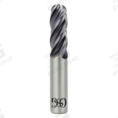 OSG Ball End Mill: Carbide, TiAlN Coated, 4 Flute, 1-1/4" Mill Dia, 2-1/4" LOC - Fast-Cutting Carbide Ball End Mills for Stainless Steel & Super Alloys