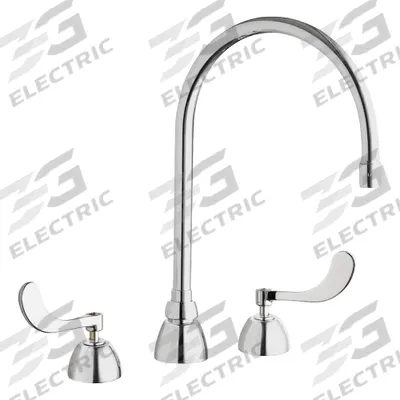 CHICAGO FAUCETS Gooseneck Kitchen/Bathroom Faucet: 786, Cast Brass, Widespread, Deck - Widespread Kitchen Faucets
