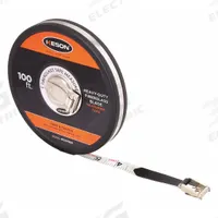 KESON Long Tape Measure: Manual, MC-10-100, SAE/Engineers Scale, 100 ft, 1/100 ft, Stainless Steel. Key specifications — attr939846: MC-10-100; attr939849: Fiberglass; attr939859: Nonmagnetic Single Hook; attr939850: Single-Sided; attr939855: 1/100 ft; attr944023: Hook End; attr940484: KESON; attr985224: Stainless Steel.