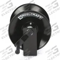 REELCRAFT Hand Crank Hose Reel: 50 ft (3/8 in I.D.), 10 1/2 in L x 16 3/4 in W x 11 1/2 in H, Brass (MPN CU6050LN). Key specifications — Hose Capacity: 50 ft (3/8 in I.D.); Overall Dimensions: 10-1/2 in L x 16-3/4 in W x 11-1/2 in H; Seal Material: Nitrile; Reel Color: Black; Swivel Material: Brass; Brand: REELCRAFT.