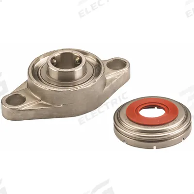 NTN 2 Bolt Flange Bearing: Radial Ball, 1 1/2 in Bore, SS, Set Screws, 6 49/64 in Lg - Food-Grade Flange-Mount Ball Bearings