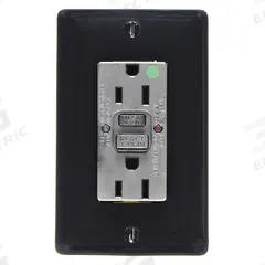 HUBBELL GFCI Receptacle: Hospital Grade, Duplex, 5-15R, Black, GFCI, 125V AC, 15 A, 2 Pole / 3 Wire (MPN GFR82BLK)