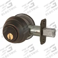 MASTER LOCK Deadbolt Lock: Cylindrical, 1 3/8 in Door Thick - Max, Bronze (MPN DSH0612PKAS). Key specifications — ADA Compliant: No; Brand: MASTER LOCK; Finish: Satin Bronze, Clear Coated; Keyway Type: SC1; Ligature Resistance: Not Ligature-Resistant.