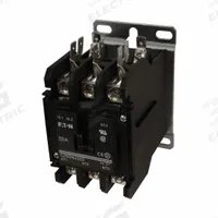 EATON Definite Purpose Magnetic Contactor: 3 Poles, 120V AC, 50 A, Non-Reversing (MPN C25DNJ350A). Key specifications — Brand: EATON; Coil Voltage: 110-120V AC; Contactor Style: HVACR Definite Purpose Contactor; Frame Size: D; Terminal Connection Type: Box Lugs; Maximum Voltage Rating: 690V AC; Series: C25 Series; Phase: Three.