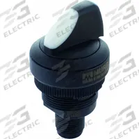 MURRELEKTRONIK Selector Switch: 22 mm Panel Mounting Size, 2 Positions, Short Lever, 2NO (MPN 69071). Key specifications — AC Contact Rating: 0.1 A @ 35 V; Action: Maintained/Maintained; DC Contact Rating: 0.1 A @ 35 V; Key Removal Position: Center; Operator Head Material: Plastic; Operator Head Type: Short-Handled Knob; Operator Illumination: Non-Illuminated; Switch Function @ 1st Position: Off.