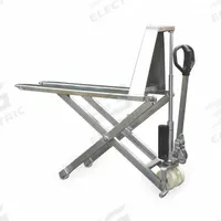 DAYTON High-Lift Pallet Jack: 2,200 lb, Stainless Steel, Std Fork, 46 in L x 27 in W Forks (MPN 2PLJ2). Key specifications — Lift Control: Hand Pump; Handle Type: D-Shaped; Brand: DAYTON.