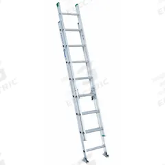 WERNER Extension Ladder: 16 ft Ladder Size, Aluminum, 225 lb Load Capacity, 22 lb Wt, 2 Sections (MPN D1216-2). Key specifications — Color: Silver; Brand: WERNER; Included Features: Rope and Pulley; Removable Fly: Removable.