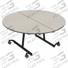 PALMER HAMILTON Folding Table: Gray Glace, 29 in Overall Ht, 60 in Overall Lg, 60 in Overall Wd (MPN 22MT132960RD-MT). Key specifications — Tabletop Structural Material: Particle Board; Tabletop Surface Material: Laminate.